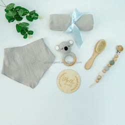 Customization hippo Bunny Elephant Rabbit Reindeer Cow Giraffe Fox Baby Wooden Ring crochet Rattle Toys Handmade Crochet gift se