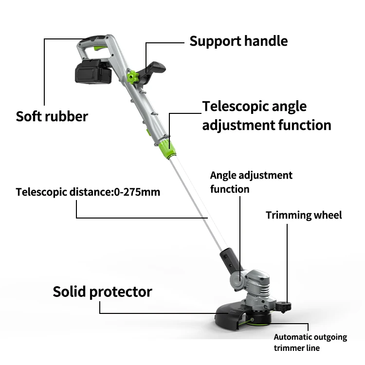 Li-ion Cordless Lithium Battery DC Grass Trimmer/Brush Cutter/Cordless Weed Trimmer With  Adjustable Handle