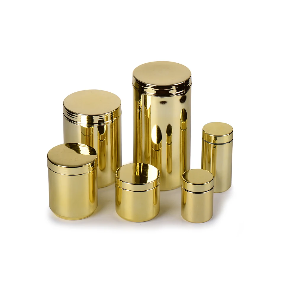 China Supplier 16oz Dietary Supplement HDPE Bottle Plastic Golden Chromed Jars