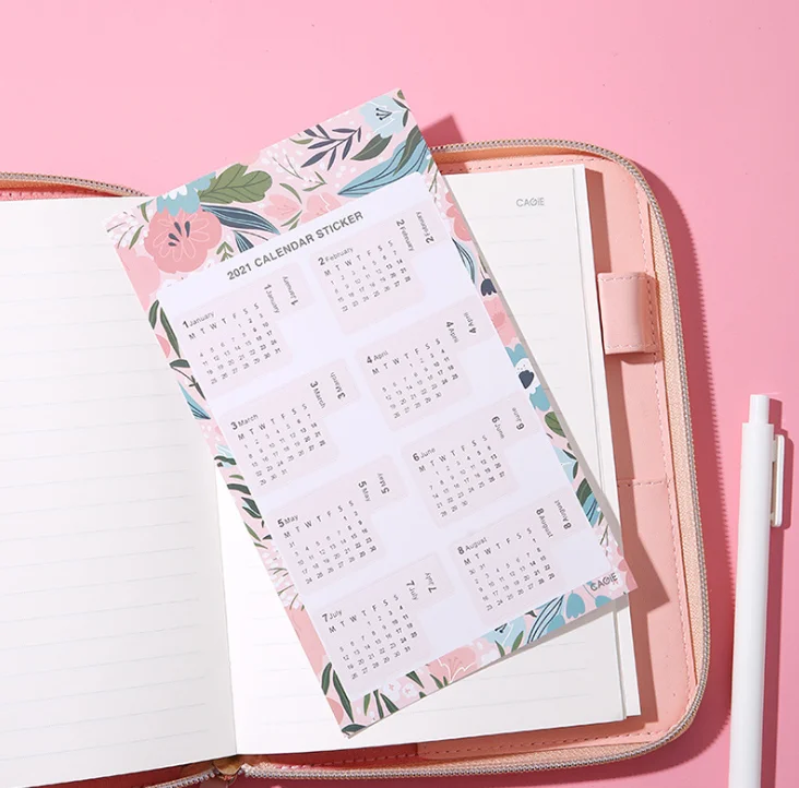 
2021 Creative calendar sticker Personalized hand ledger sticker for N times Stationery cover sheet custom sticker 