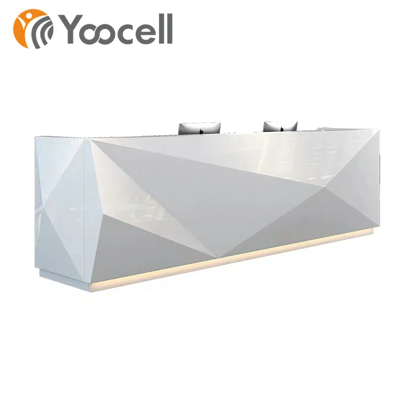 
Yoocell white polyhedron special design counter reception desk cash table for hair salon and beauty salon 