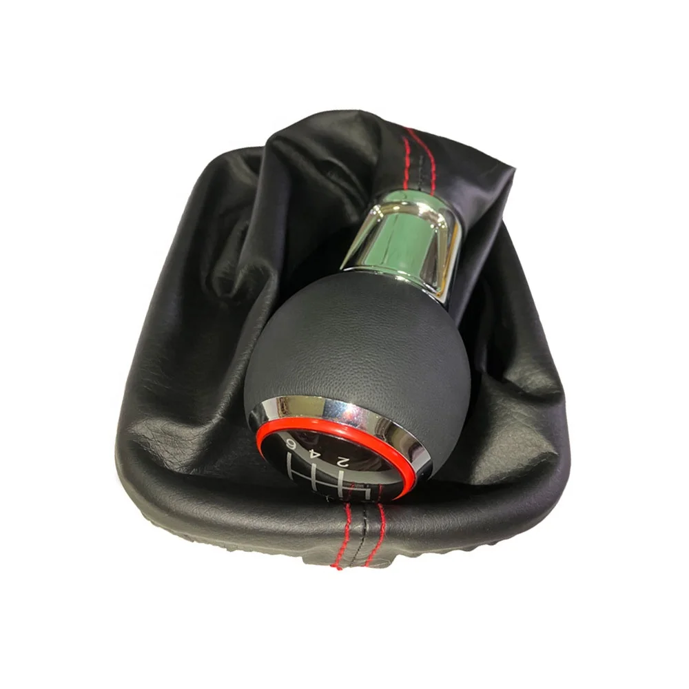 5 Gear 6 Speed Manual MT Car Shift Gear Knob With Leather Knob Red Caps For Audi A3 S3 8P S-line Sportback Car Styling