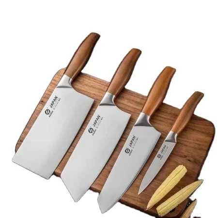 Kitchen Knife 3cr13 Stainless Steel Meat Chopping Cleaver Fish Vegetable Slicing Butcher Knife Wooden Handle Japanese Chef Knife