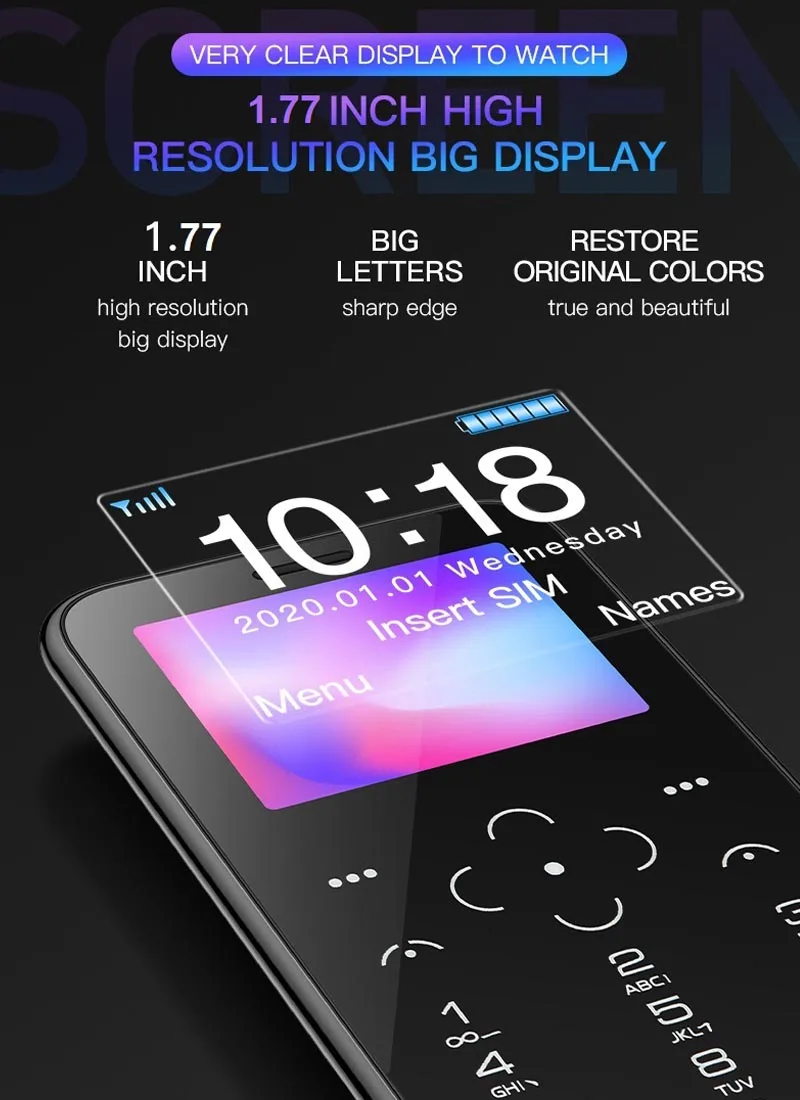 Original S10P 7S+ Mini Card Phone 2G GSM 400mAh 1.54' MTK6261M Cellphone Ultra-Thin Fashion Children Small Size Phones