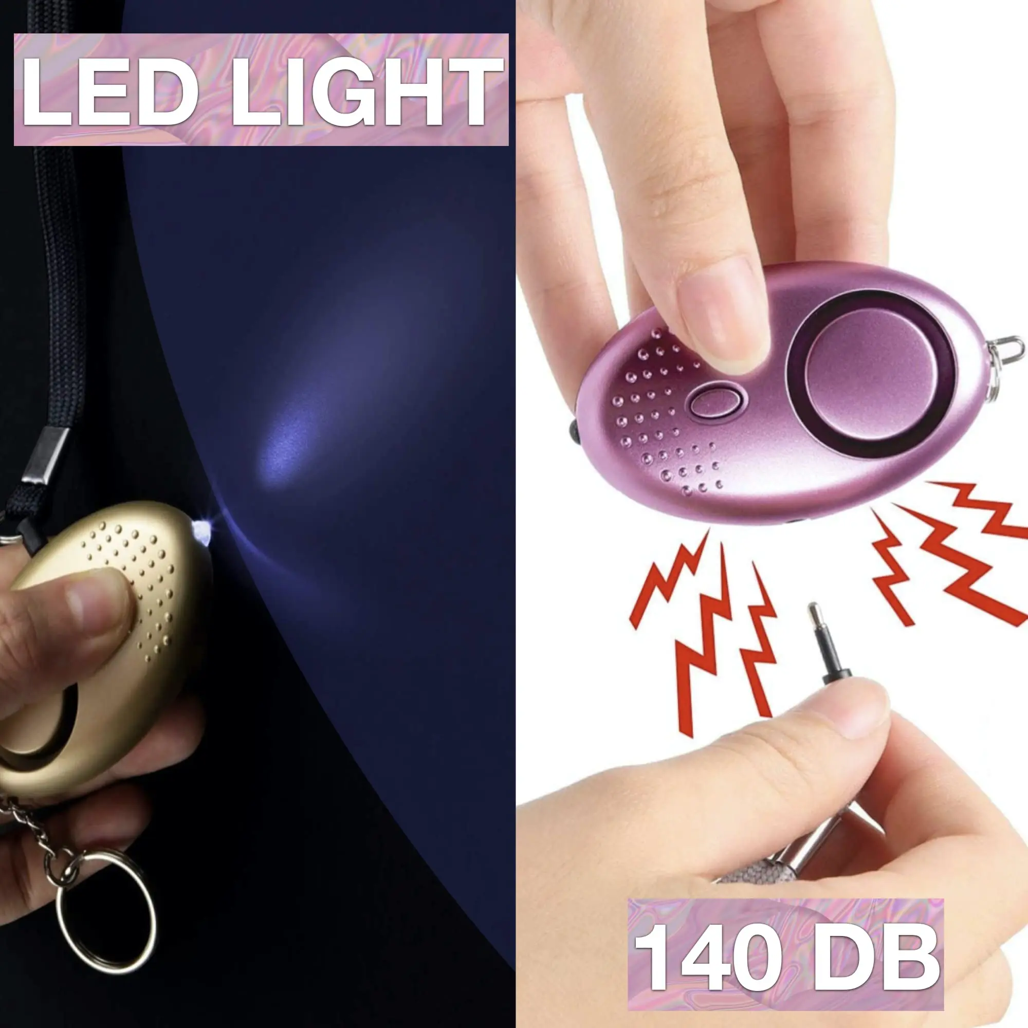 Ins Hot Sale Self defense Keychain Set for Girls with Personal Safety Alarm, Pom and Wristlet Keychain, Alarm with Flashlight