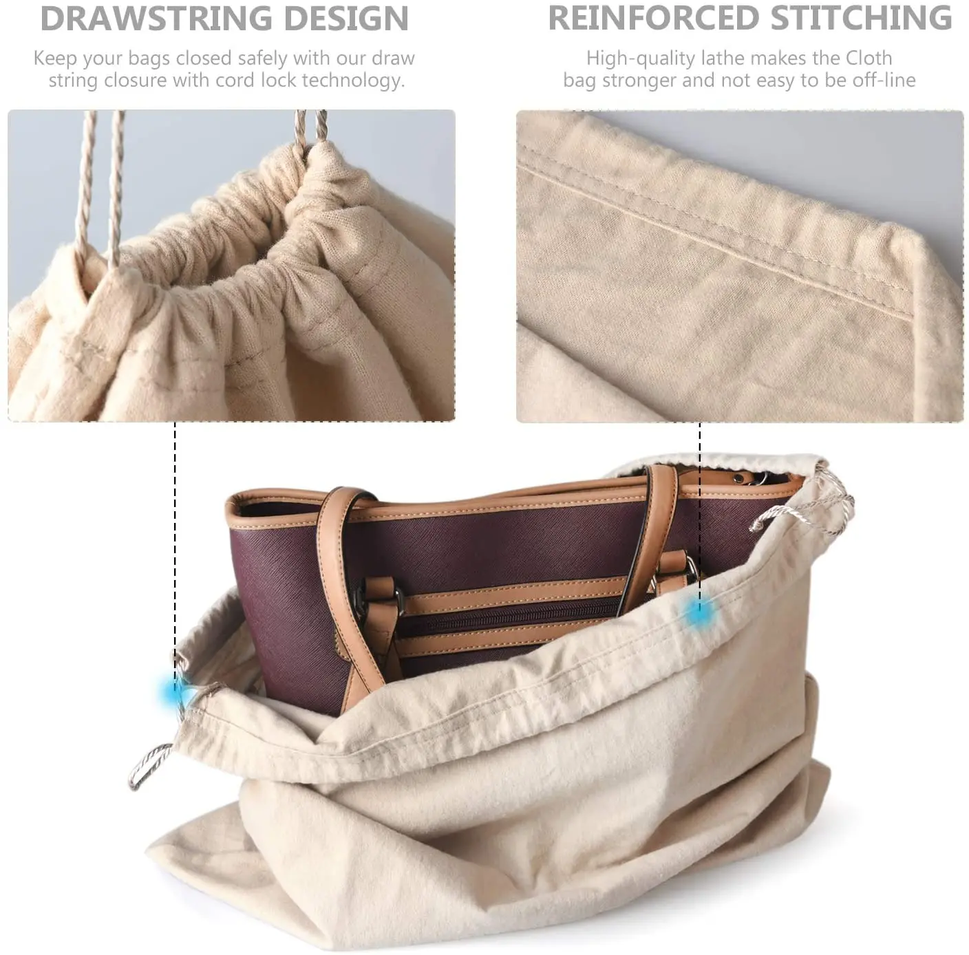 manufacture wholesale big capacity custom printed logo women designer luxury shoes handbag Drawstring cotton dust bag