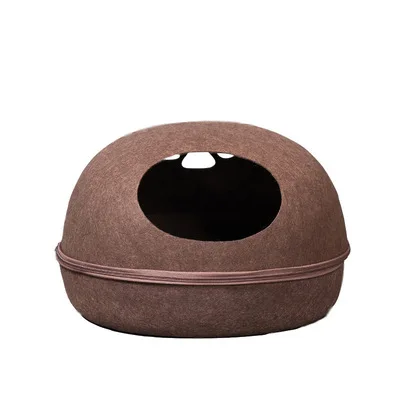 Hot Sale Detachable round Gray Felt Cat House with Zipper Breathable Cat Nest Washable Interior Cat Nest