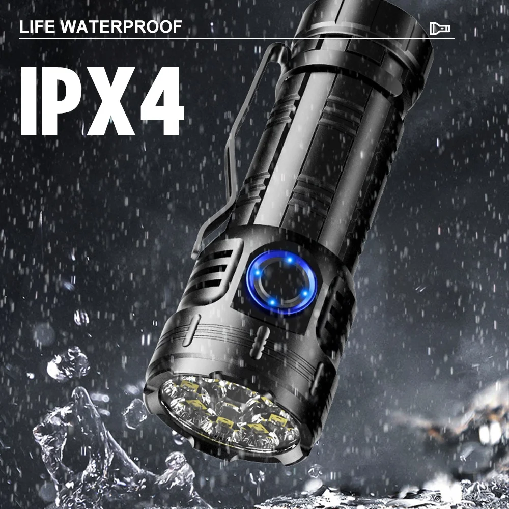 Asafee Factory Small Flashlight 3000lumens 8PCS XPG Rechargeable Aluminum Alloy Powerful flashlights torches