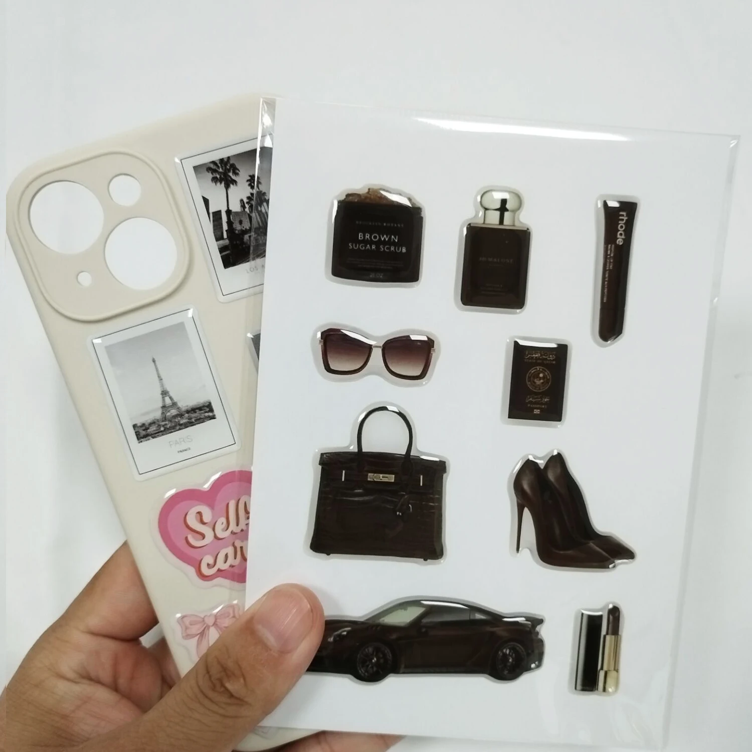 Customized 3D Epoxy Gel Phone Case Cover Sticker Printing With A6 Size Kiss Cut Domed Resin Stickers On Sheet