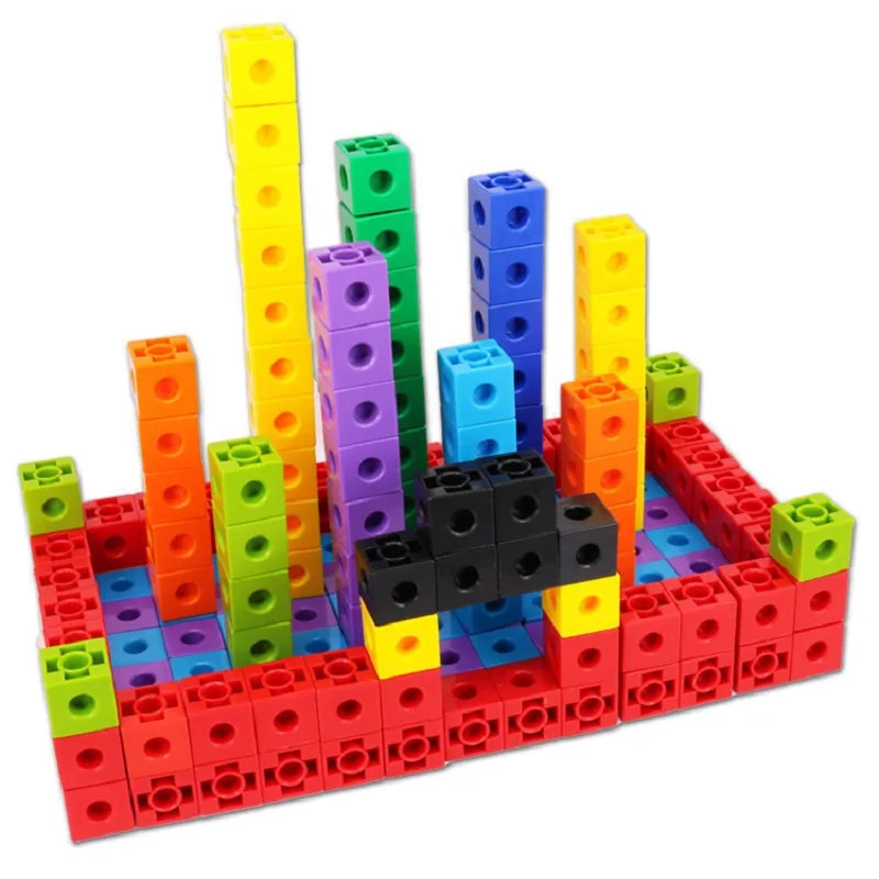 100Pcs 10 colors Multilink Linking Counting Cubes Snap Blocks Teaching Math Manipulative Kids Early Education Toy