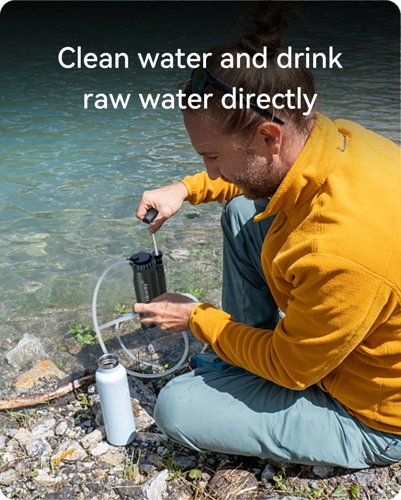 Portable Outdoor PVC Water Purifier Filter Individual Emergency Direct Drink for Camping Hiking Climbing Fishing Swimming