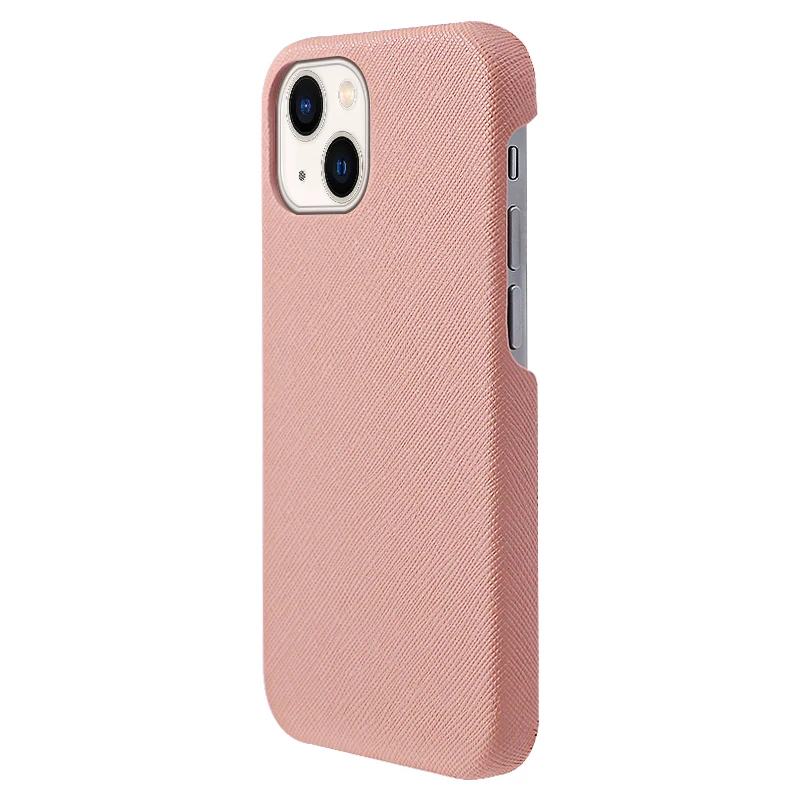Women Cute Pink Saffiano Leather Oil Painting Edge Cell Phone Case For Iphone 12 Pro