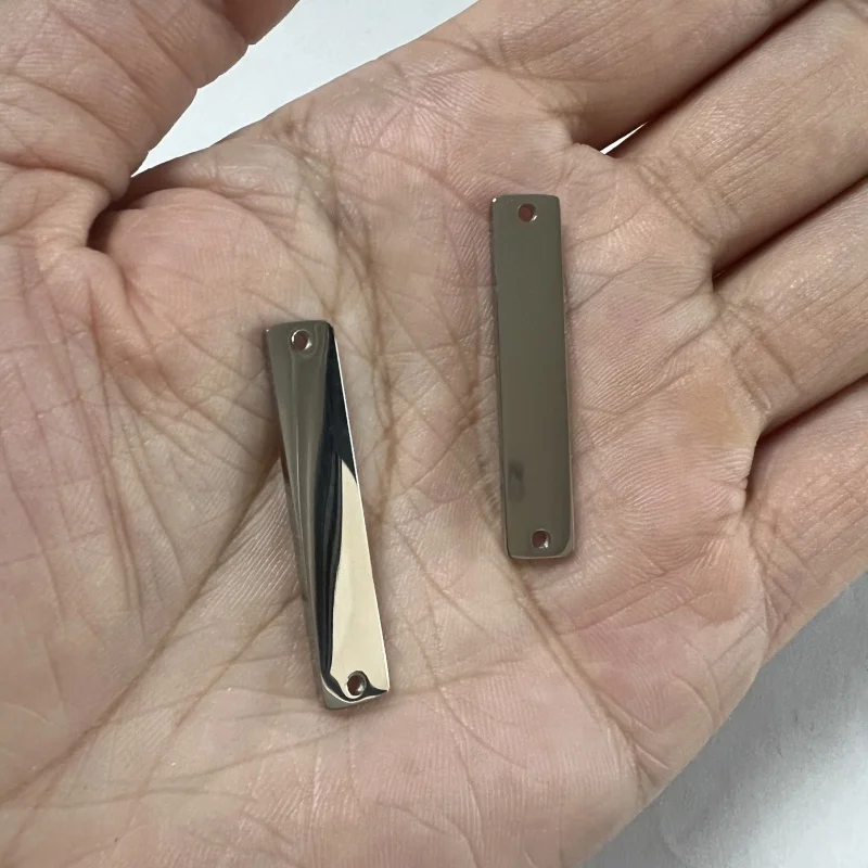 32*6mm Stainless steel mirror polished long strip pendant with double hole rectangle connector for jewelry making findings