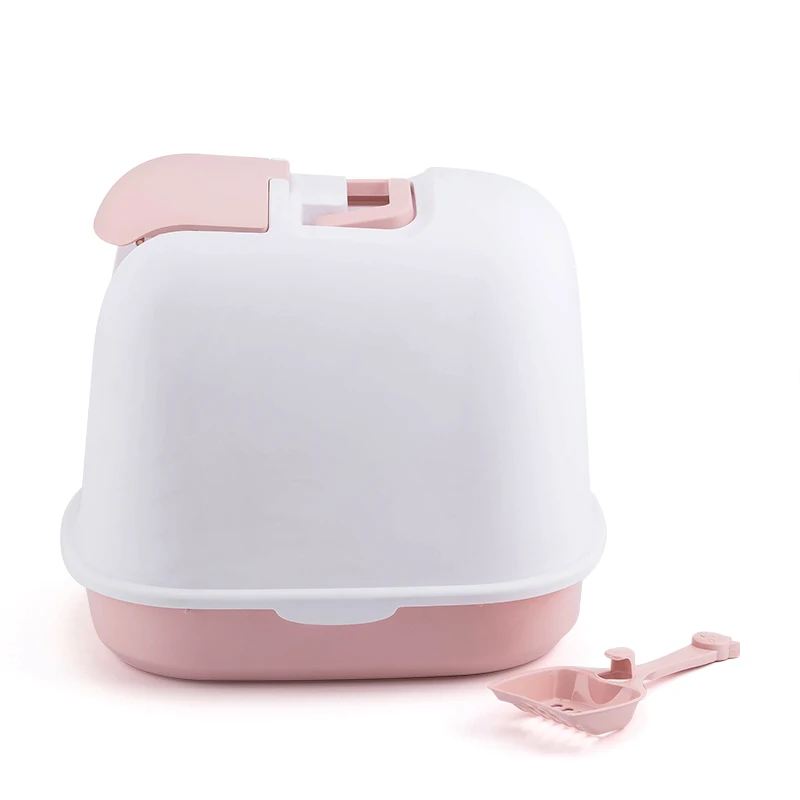 Wholesale plastic large luxury pet toilet cleaning manual cat litter box enclosed front entry odor assistant cats toilet