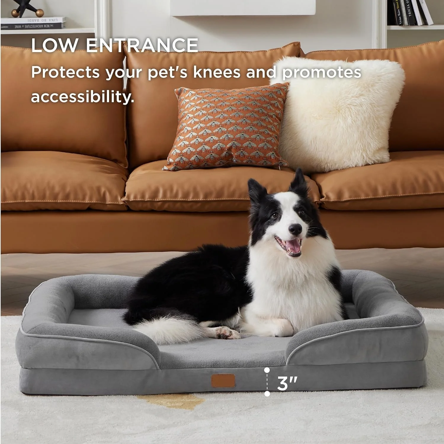 Best Seller Luxury Waterproof Fashion Washable Orthopedic Large Memory Foam Dog Bed