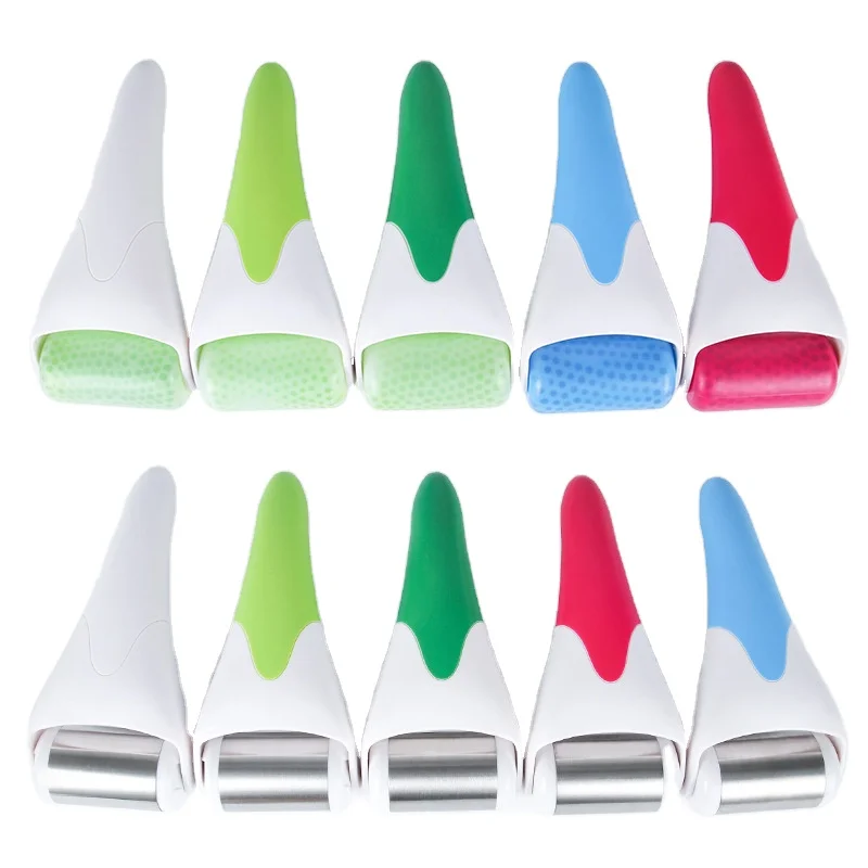 2021 new best stainless steel silver ball cooling skin eye white pink small sticks mini facial massager set cryo face ice roller