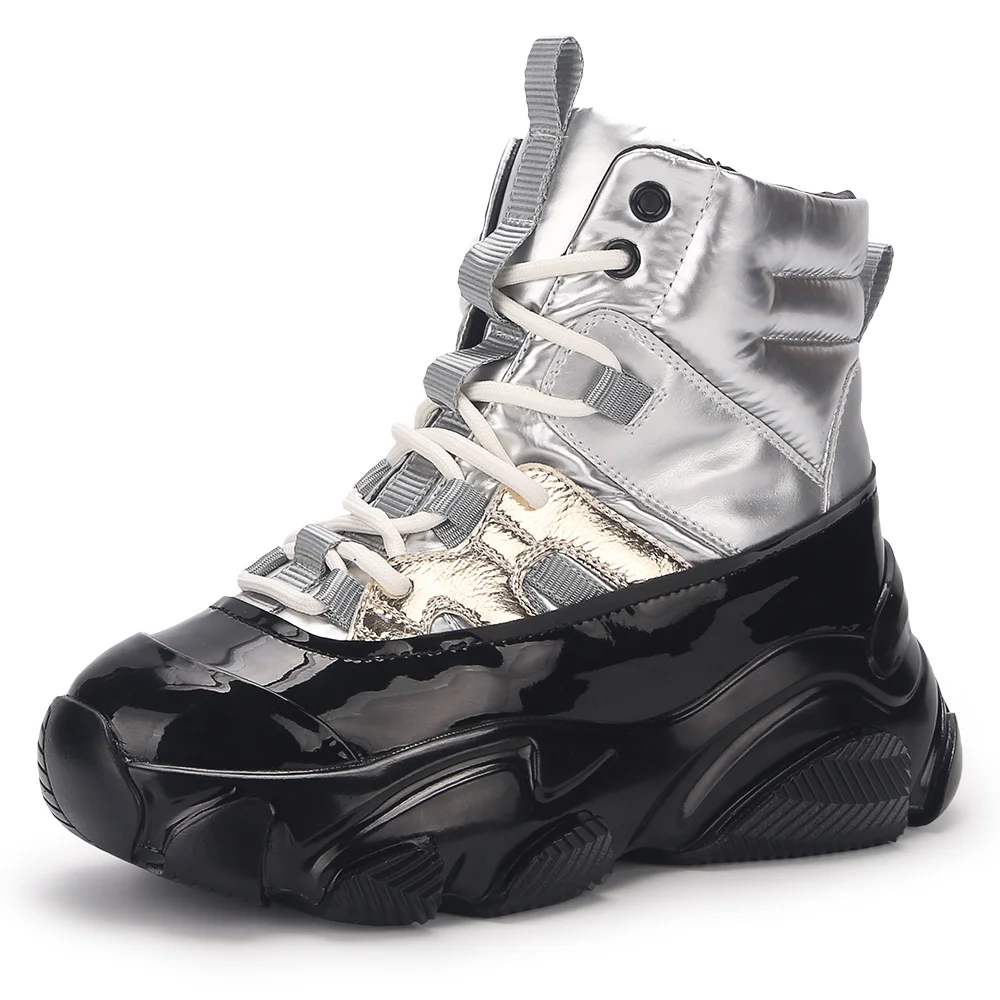 
2021 fashion modern trend winter boot ladies hidden wedge silver color leather boots casual boots 