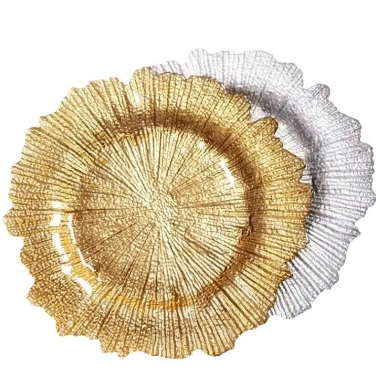 Hot Selling Gold Plastic Modern Charger Plates For Dinner Plate For Weddings Holiday Or Party Table Decoration Wholesale