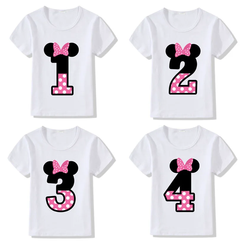 Summer new arrival fashion casual print birthday party children T-shirt short sleeve round neck blouse kids clothing