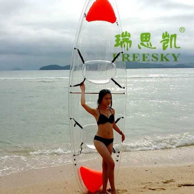 
Wholesale cheap plastic see through bottom crystal clear transparent kayaks with paddles <span style=