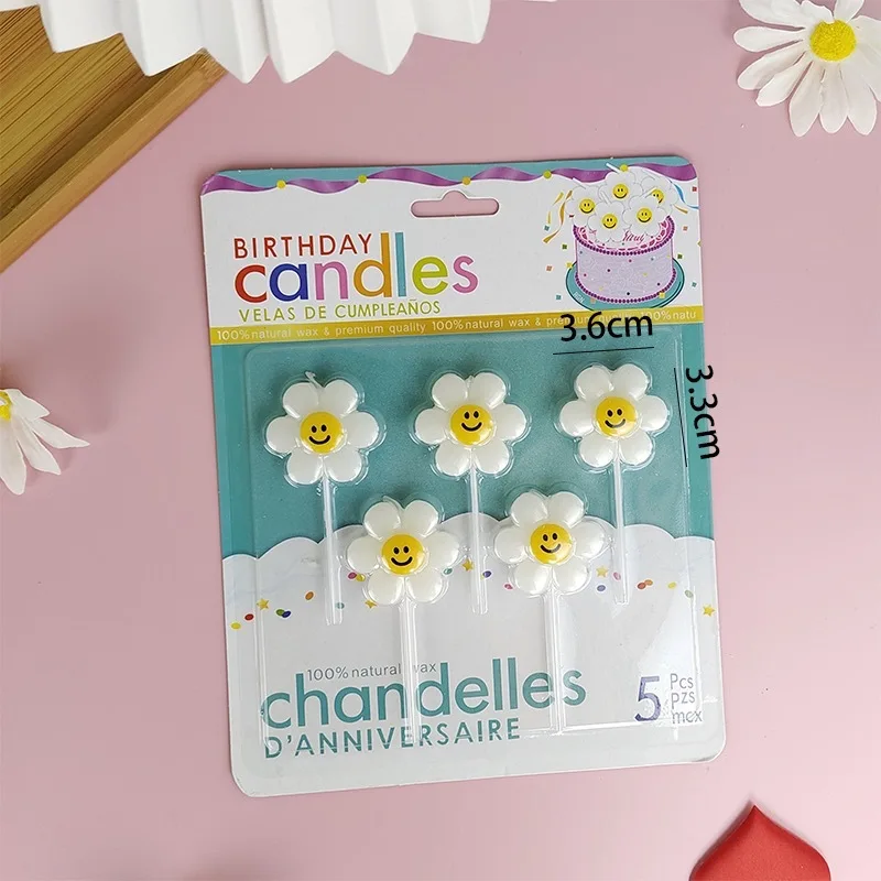 Five beautiful flower candles creative girl birthday party candles
