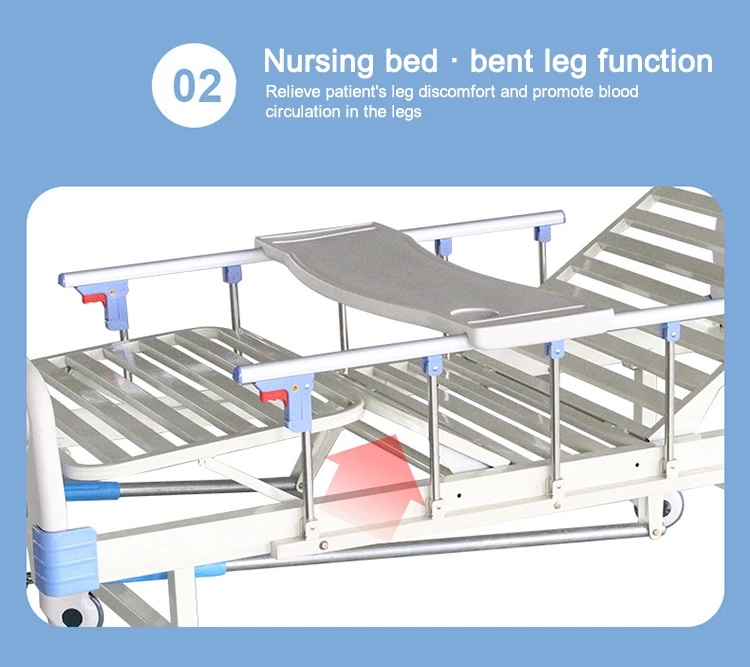 Abs Head Board Manual Two Crank Hospital Bed for Clinic and Hospital