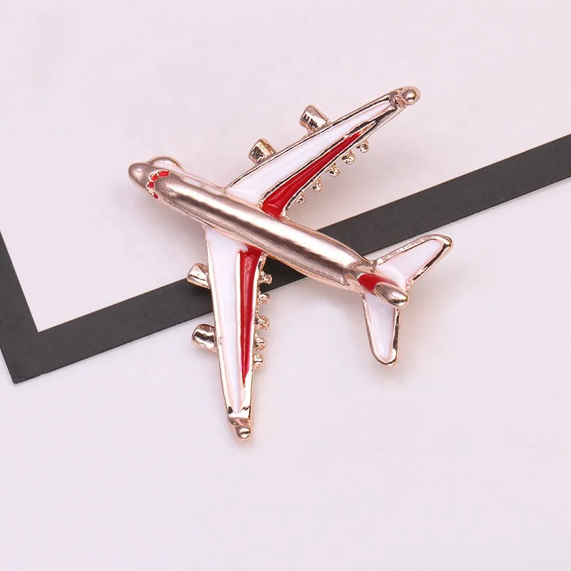 Flight Attendant Uniform Novelty Airplane Rhinestone Fashion Brooches Pin, Silver Tone