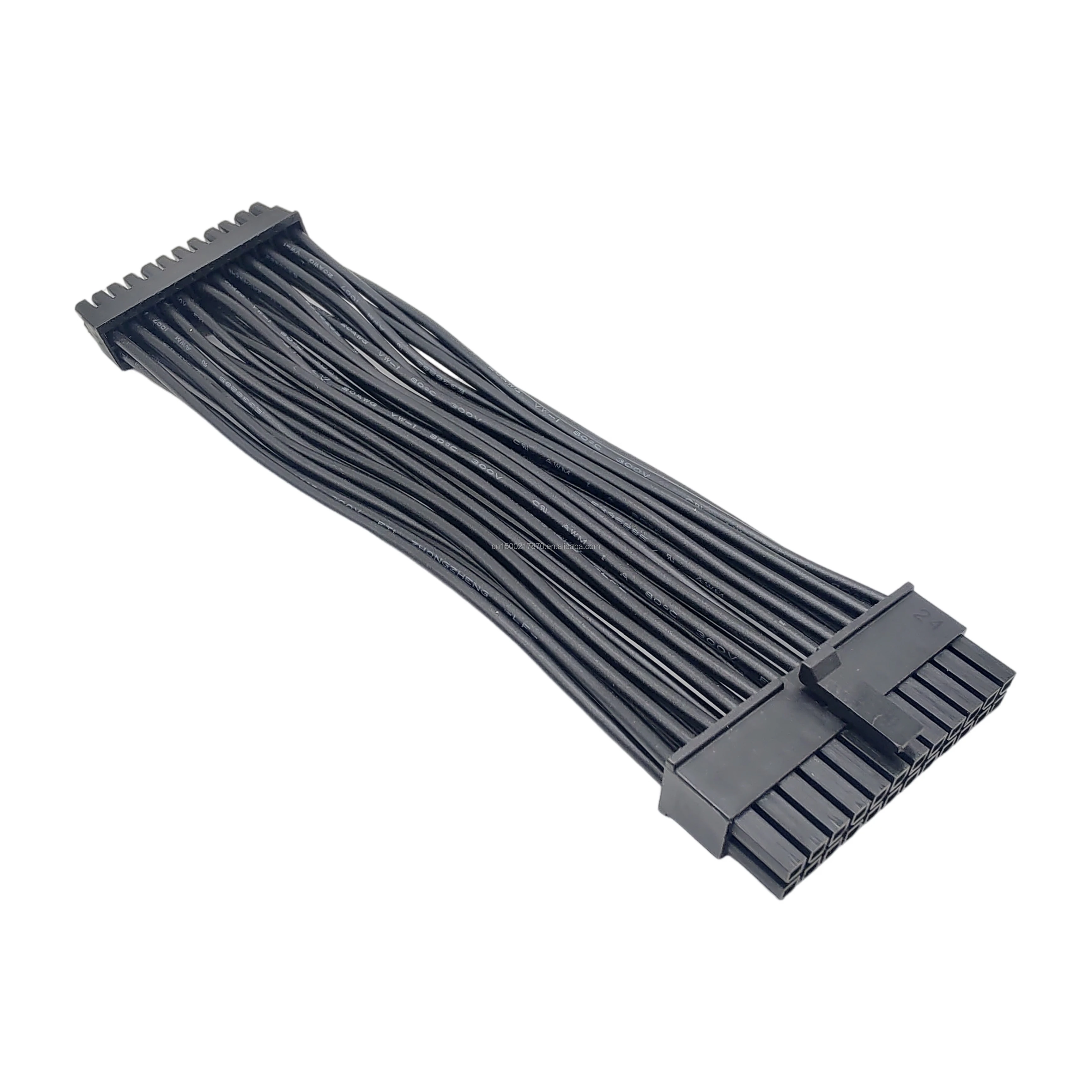 22AWG 24AWG All fully black single wires wiring harness with molex 20pins terminal connector