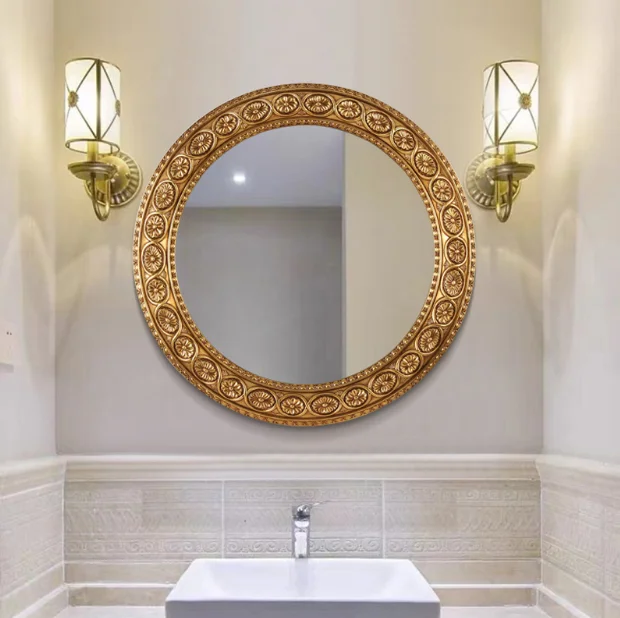 Bucks Home European Oval Hollow Bathroom Mirror Vanity Mirror Wall Hanging Porch Decorative Mirror