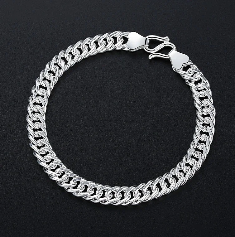 Wholesale popular fashion jewelry pure copper silver plated bracelet whip chain gift for men women