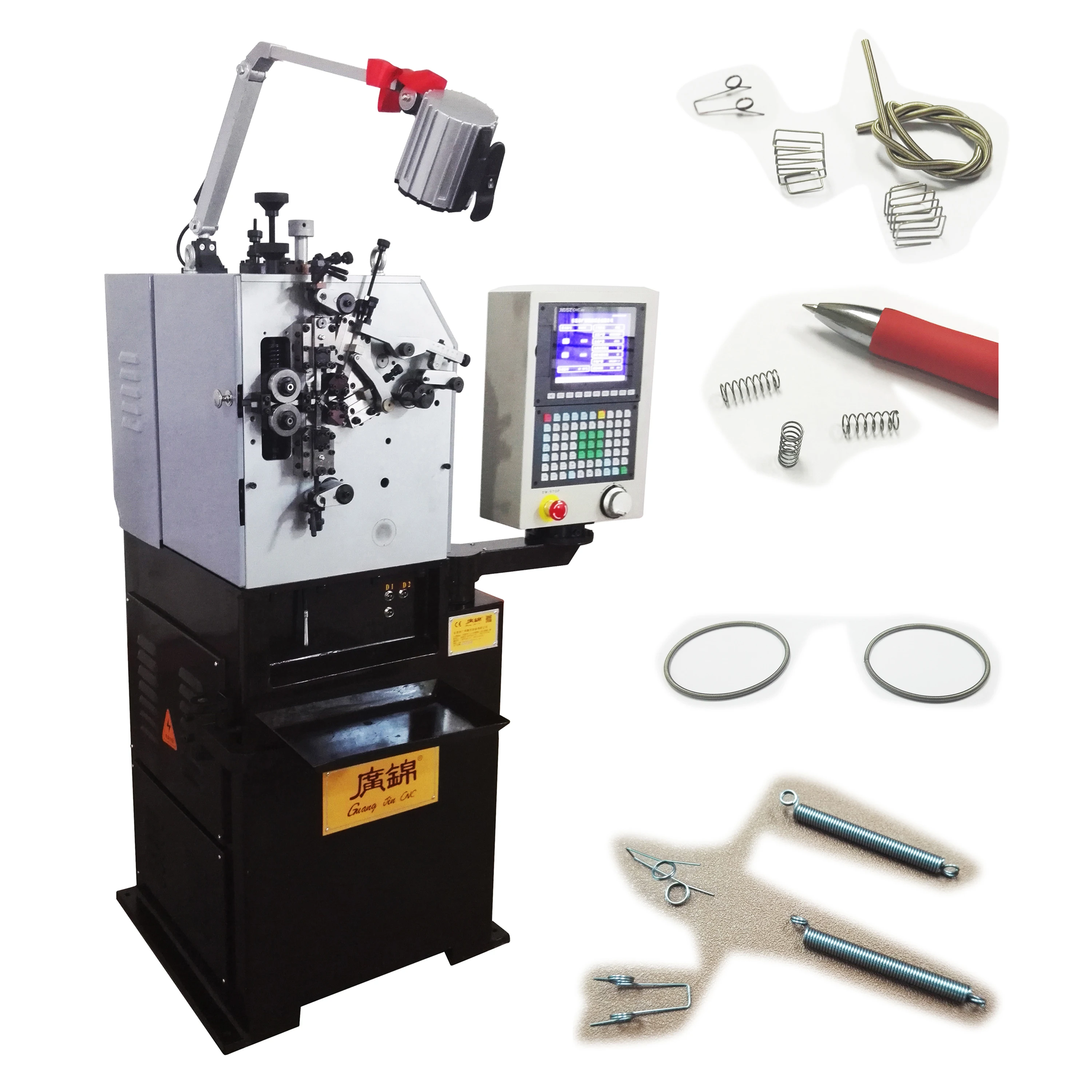 Precise 2 axis spring coiling machine  2 x 1KW conical compression spring and tower spring making