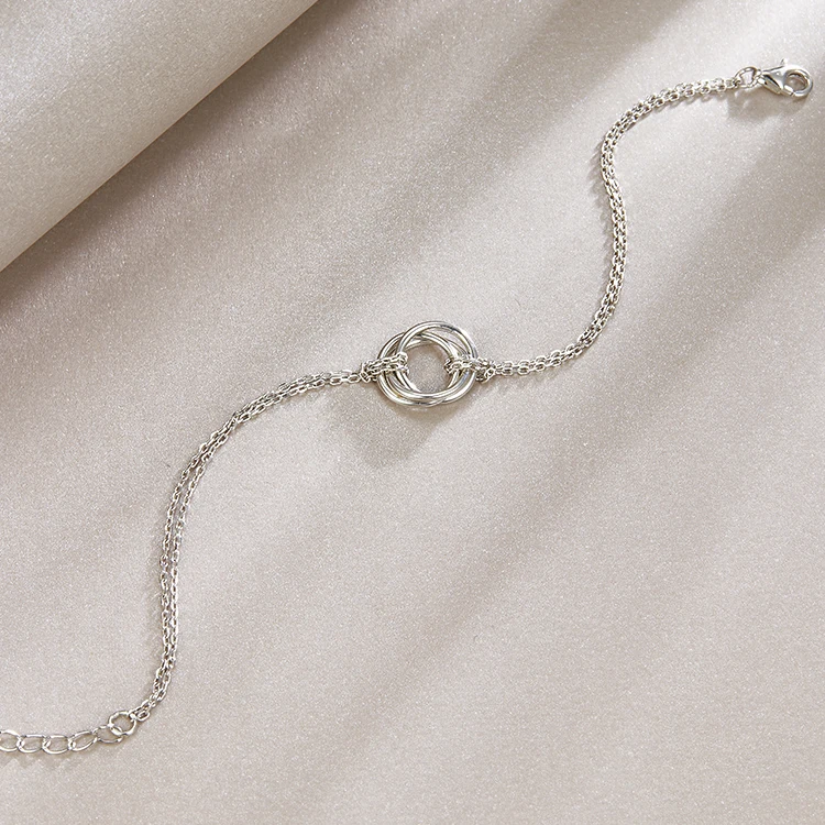 Classic 925 Sterling Silver Jewelry Set Circle Necklace and Bracelet Jewelry Set