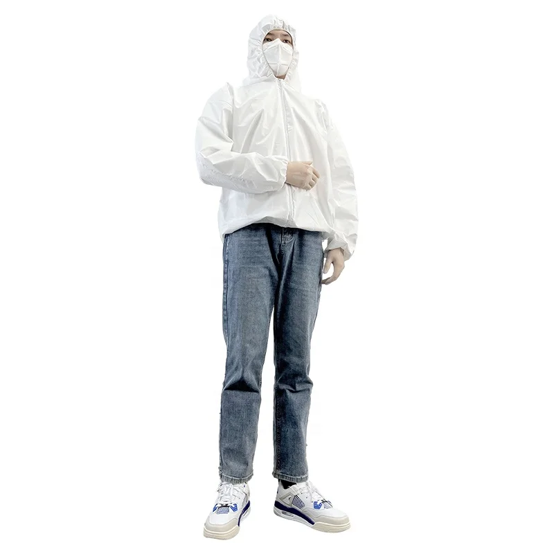 Factory Stock EN13795-1 waterproof tyvek coverall disposable En1073 overall tyvek jacket Blood-Proof for Health Care Institution