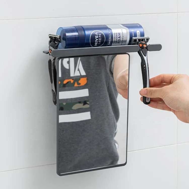 Зеркало для душа без тумана бритья с держателем бритвы сверления и съемное большое зеркало на присоске настенное