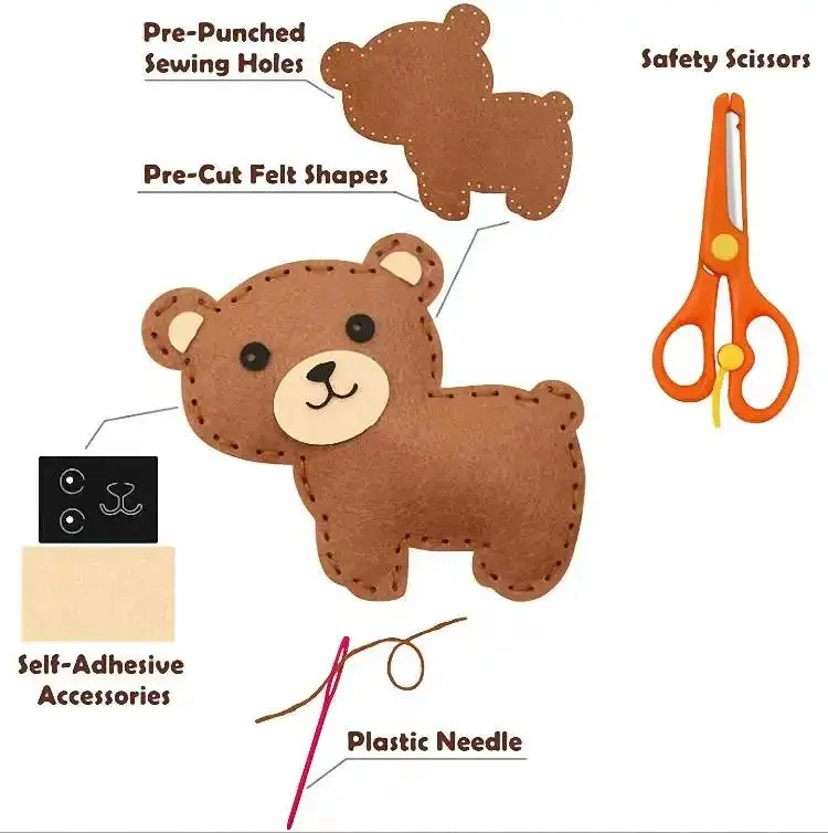 Hot Selling Kids Sewing Kit Felt Plush Forest Animal DIY Crafts Girls Boys Educational Sewing Kids Art Craft Kits Beginners
