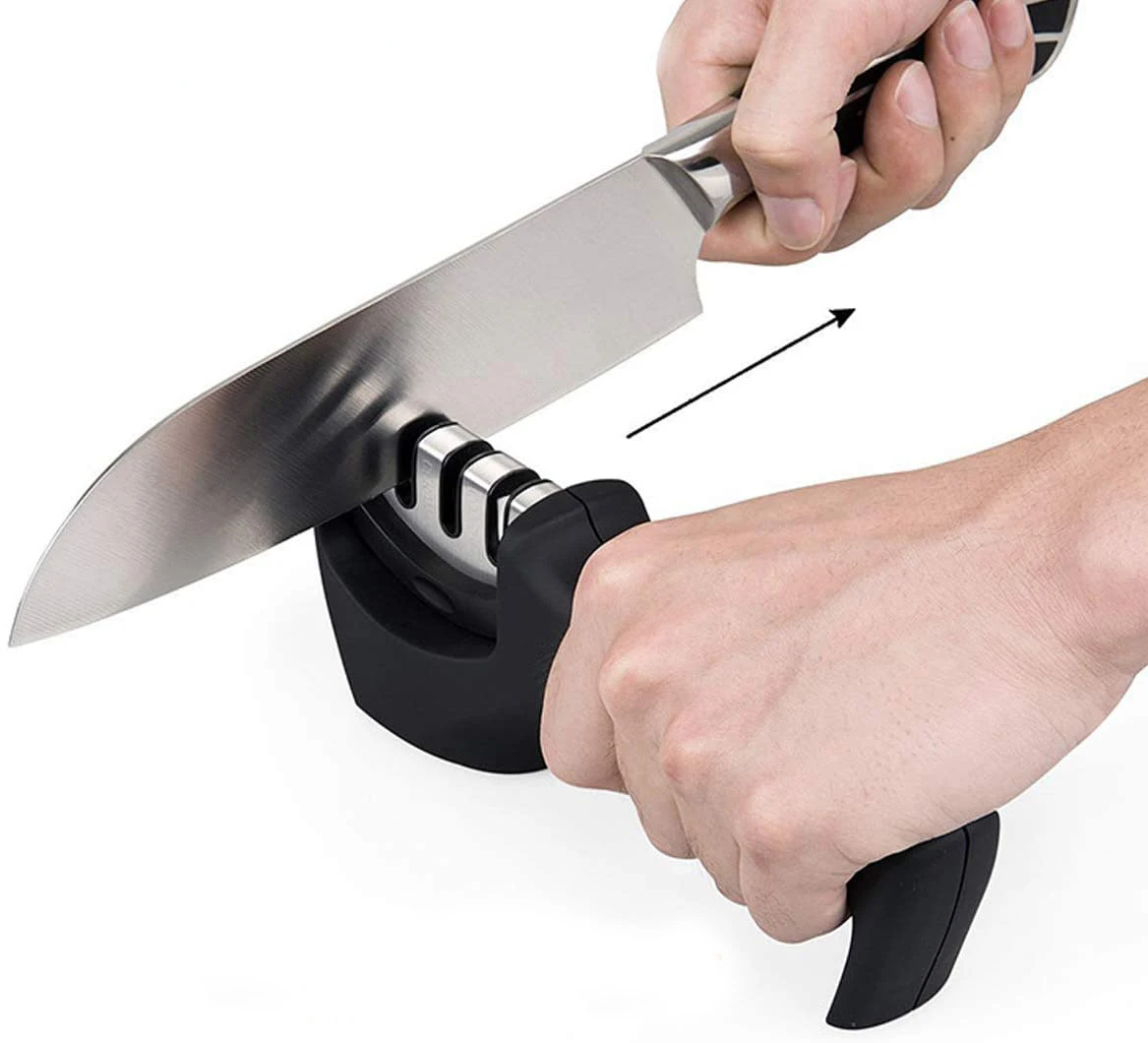Kitchen Tools Diamond Manual Household Sharpening Stone  Grindstone 3 Stage Stainless Steel  Knife sharpener
