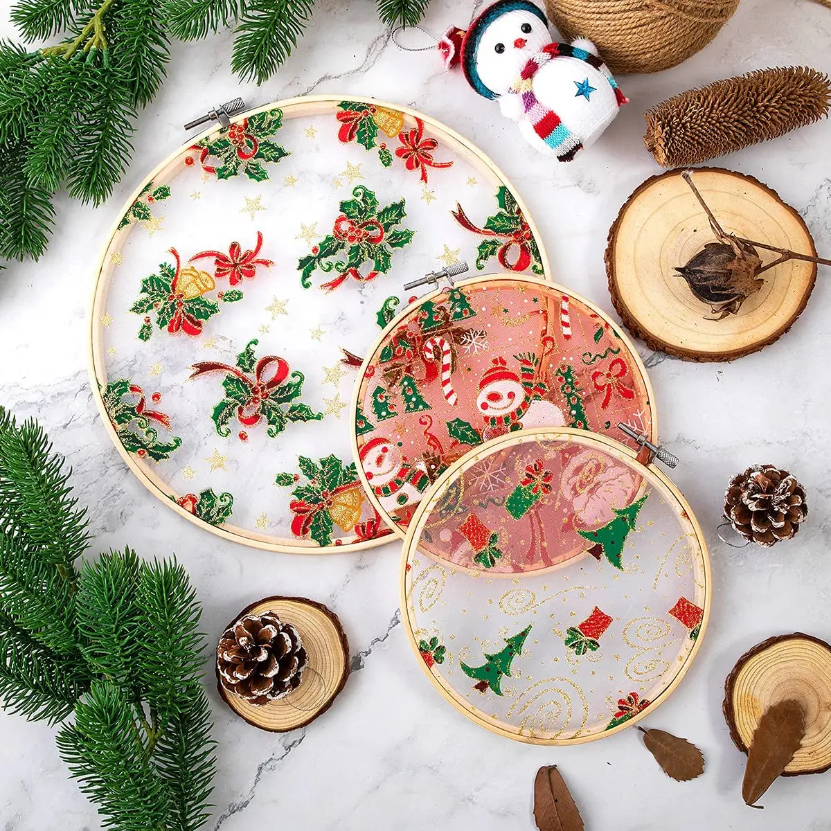 Wholesale Knitting Circle Ring Bamboo Cross Stitch Frame wooden Embroidery Hoop with Metal Screws Wreath