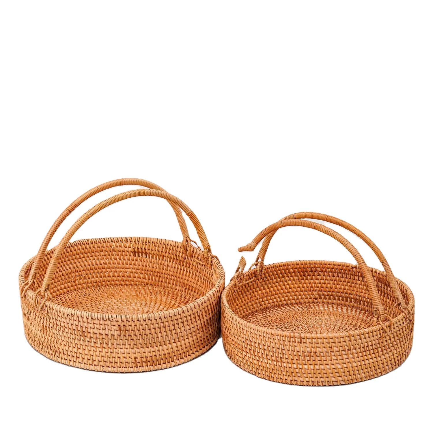 Rattan picnic basket with handle handwoven for fruit wedding camping basket 1 piece