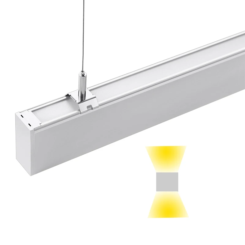 Suspended Aluminum Office Linear Pendant LED Panel Lighting System up and Down Fixture Emitting White Light