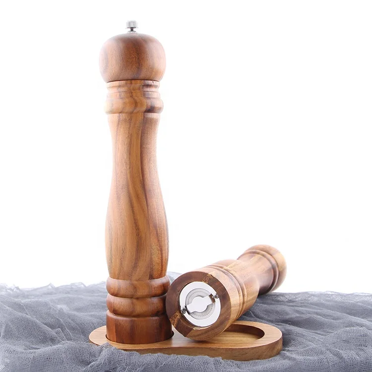 Premium Salt and Pepper Grinder Set , Refillable Salt and Pepper With Engrave The Knob S and P Adjustable Grinder Set