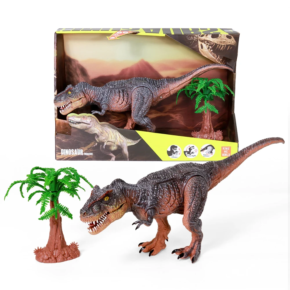 Plastic movable jonit electric T-rex dinosaur model toy with sound and light