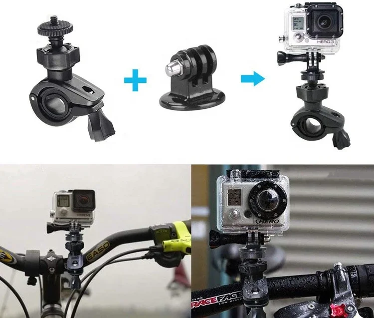 Aipaxal 360 Degree Rotatable Adjustable Motorcycle Bike Handlebar Clamp Camera Mount with 1/4 Screw for Gopro