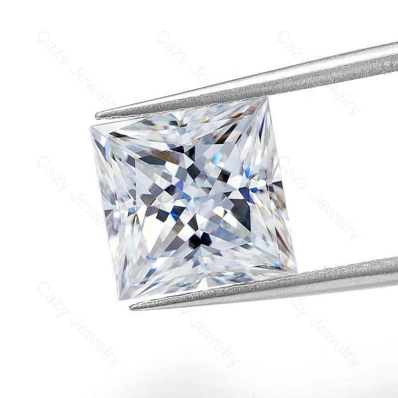 Cazy GH White 5x5mm Princess Cut Moissanite VVS1 Stone Loose Gemstone GRA Moissanite
