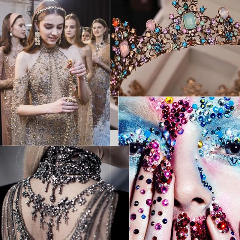 Хрустальные Стразы для ногтей разных размеров 2028 с плоской задней стороной, стеклянные стразы без горячей фиксации для дизайна ногтей, стразы для изготовления ювелирных изделий