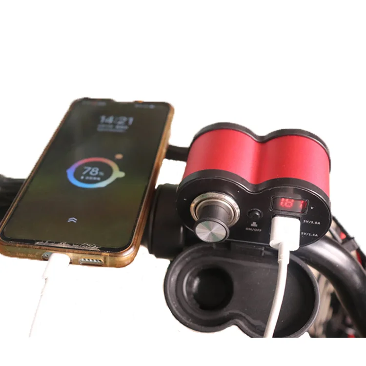 New Aluminum Alloy 12v Waterproof Wireless Motorcycle Multi Usb Charger