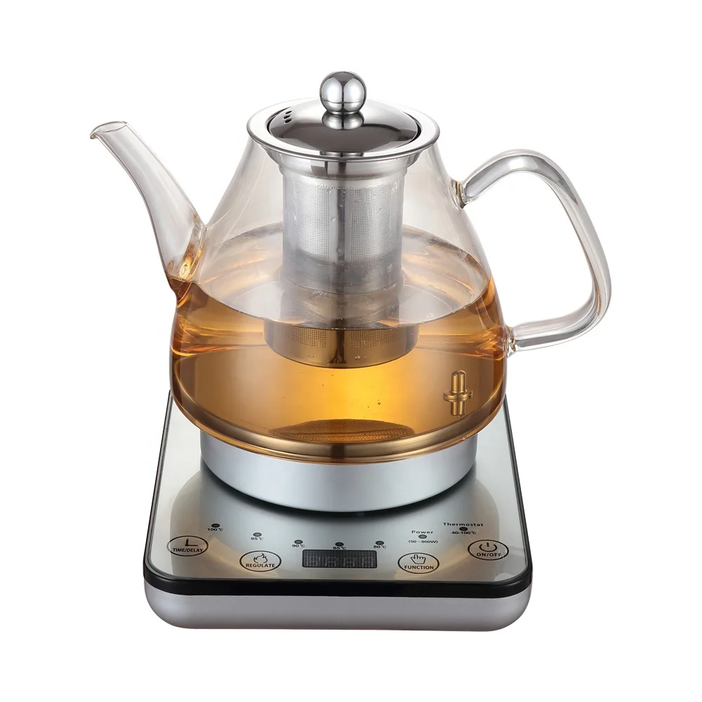 Digital control gooseneck glass tea coffee kettle with strainer, temperature adjustable glass kettle tea/coffee make