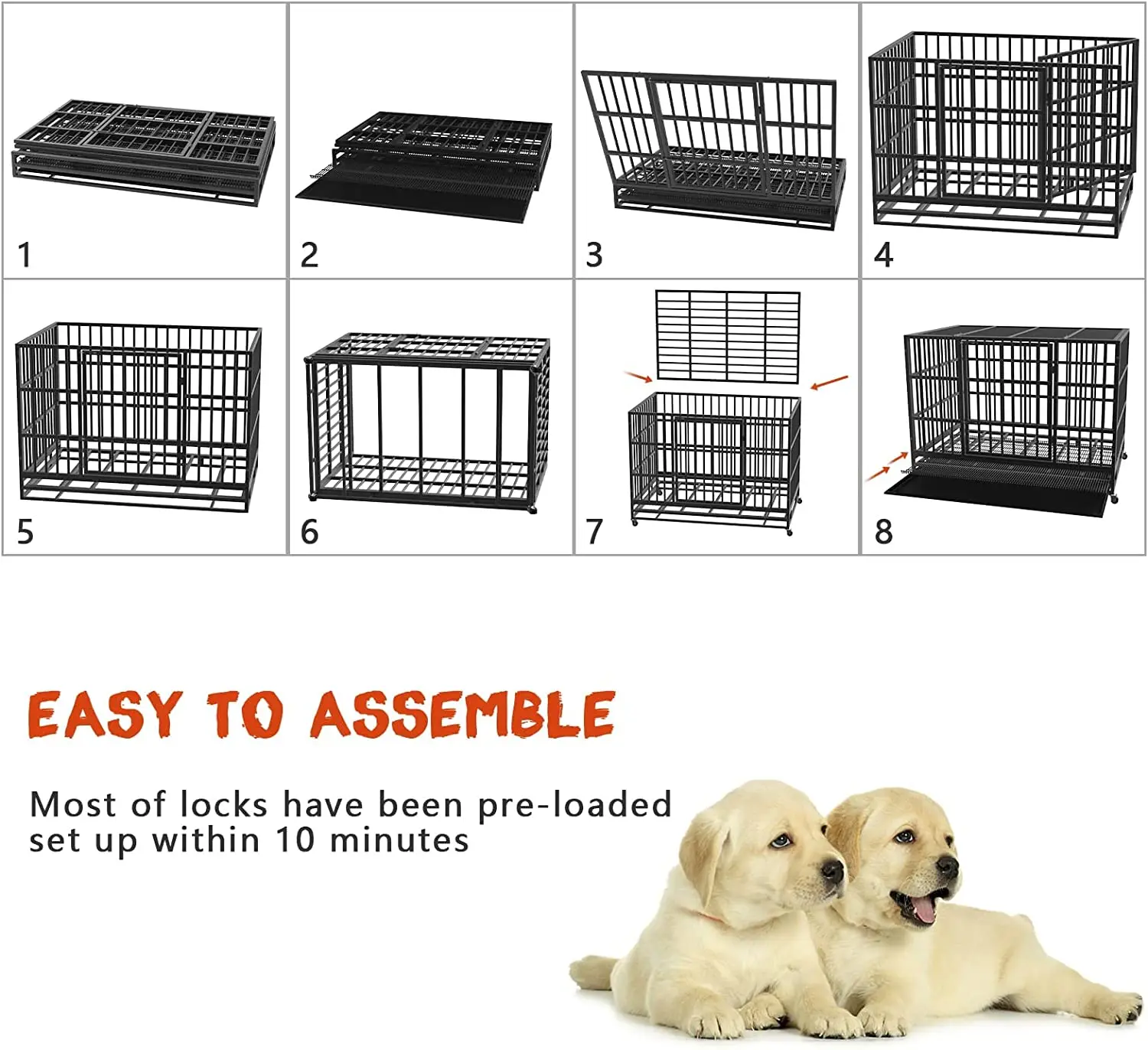 Veterinary Stackable Silver Dog Crate Stainless steel dog cage puppy cage with try large size
