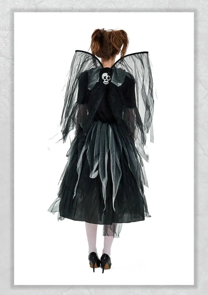 
KEYIDI Zombie Skeleton Print Fallen Dark Angels Halloween Costume Cosplay 