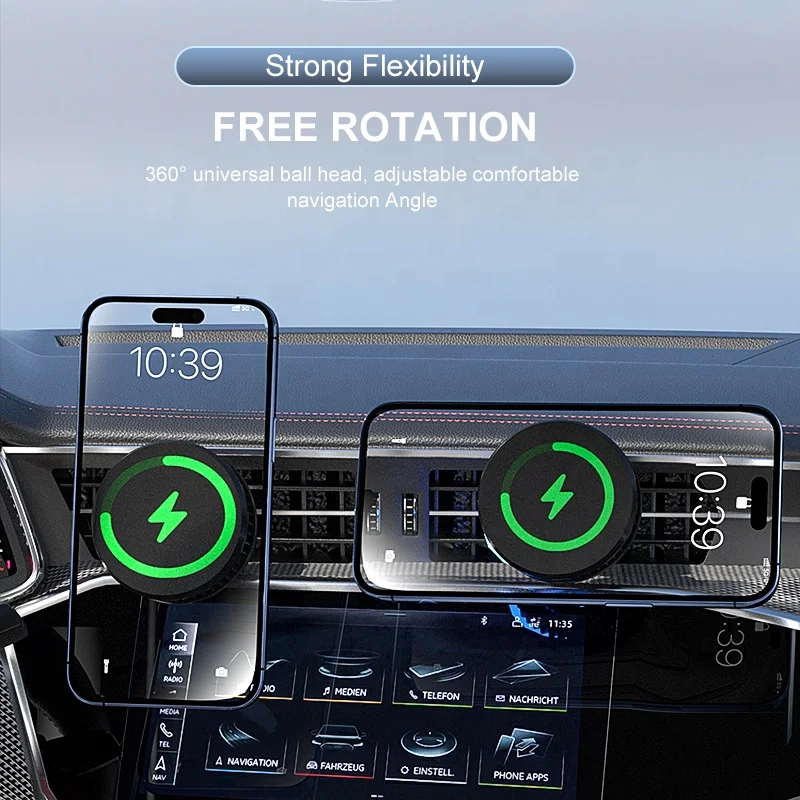 JC01 15W QI 1.0 Wireless Charger Magnetic Phone Holder with Radiator for Car Mobile Car Mount Combination