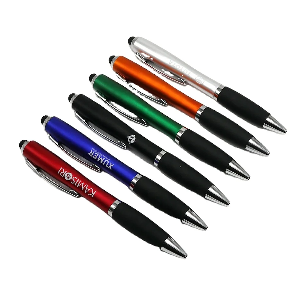 Multi-function Pen 2 in 1 Custom LED Glow Logo Touch Pen Cheap Plastic Ballpoint Pens